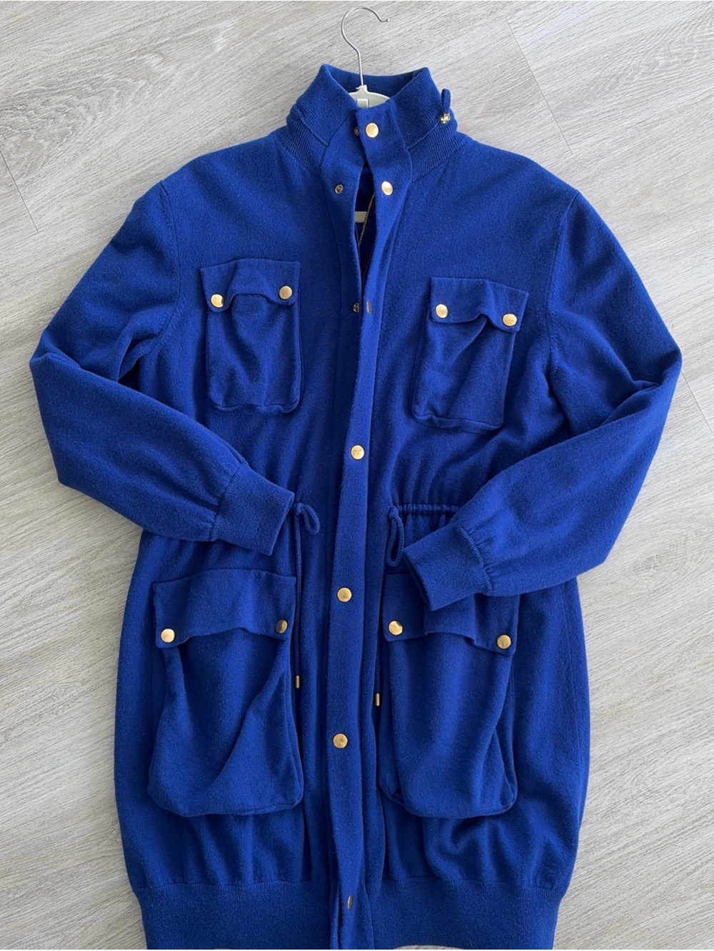 Malo Italy 100% Cashmere Jacket Women’s EU 42 Royal Blue Silk Lined Full Zip